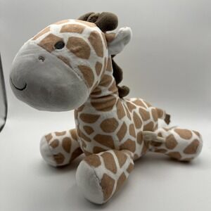 Carter's Tan White Musical Giraffe Wind Up Plush Toy Plays Brahms Lullaby 9" EUC